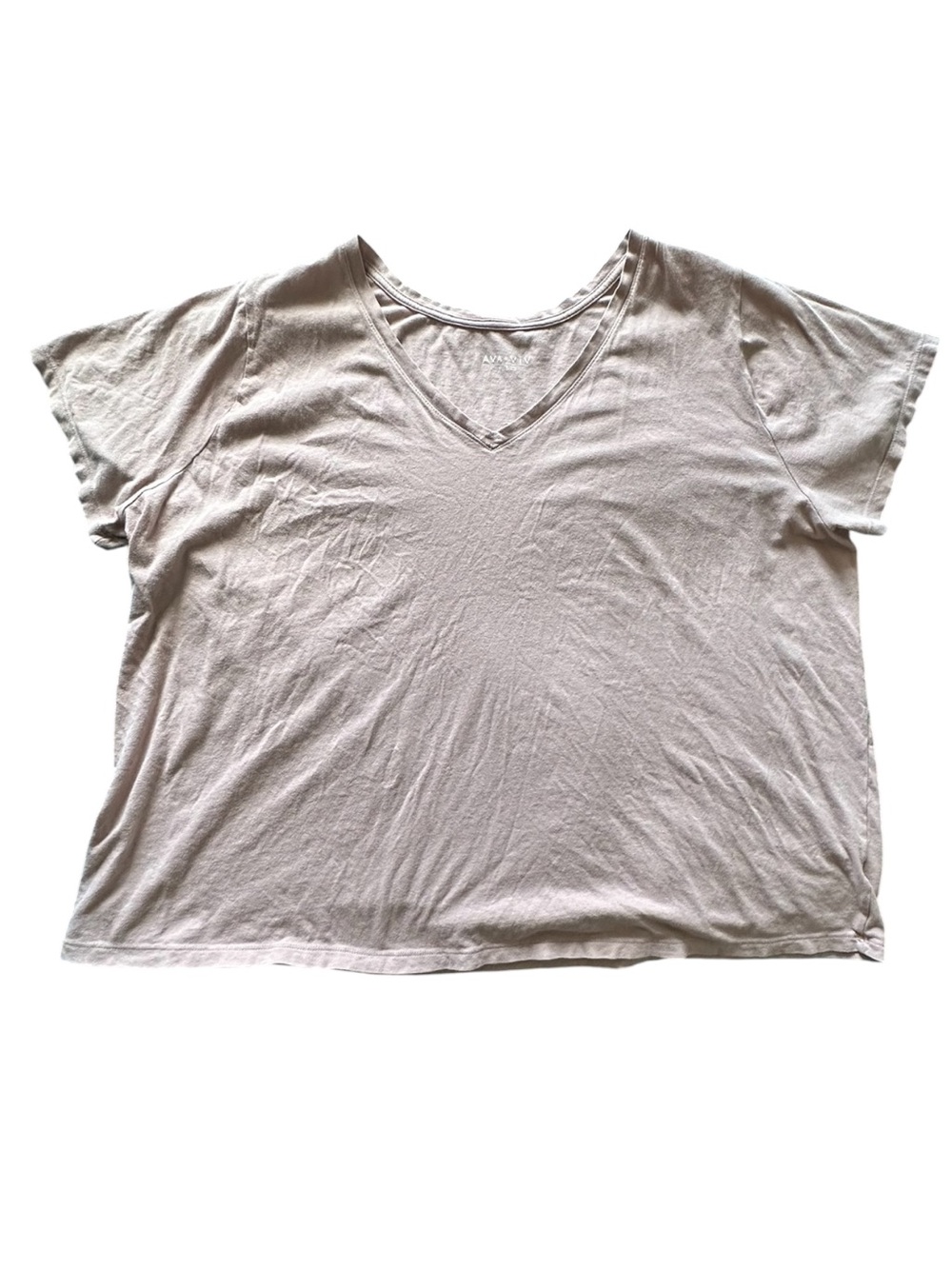 Ava & Viv Taupe V-Neck Tee Size 3X